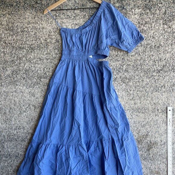 Steve Madden Leena Maxi Dress In Ultramarine Blue One Shoulder Small Ruffle - Picture 9 of 10
